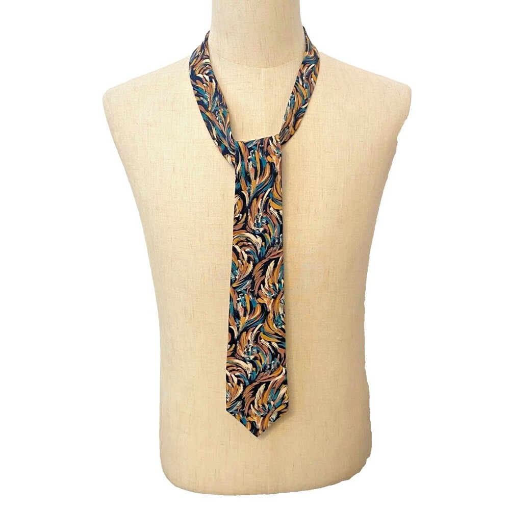 Vtg GIORGIO ITALY Neck Tie 100% SILK Multicolor Brush Strokes Abstract Artistic